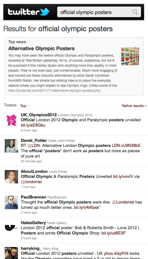 Twitter listings for Official Olympic Posters